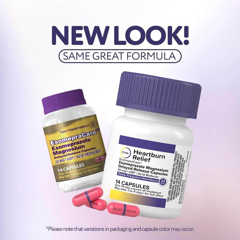 C'rcle Esomeprazole Magnesium 20mg - Antacid Pills Delayed-Release Capsules, Acid Reducer Pills for Frequent Heartburn Relief - Antacids for Acid Reflux Medicine