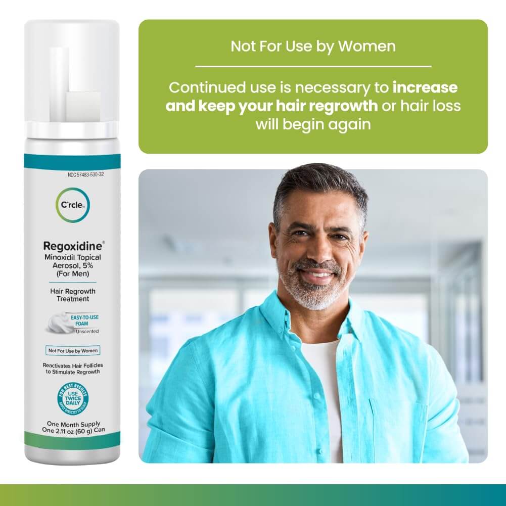 C'rcle Health Regoxidine® Men's 5% Minoxidil Foam, Hair Regrowth Treatment