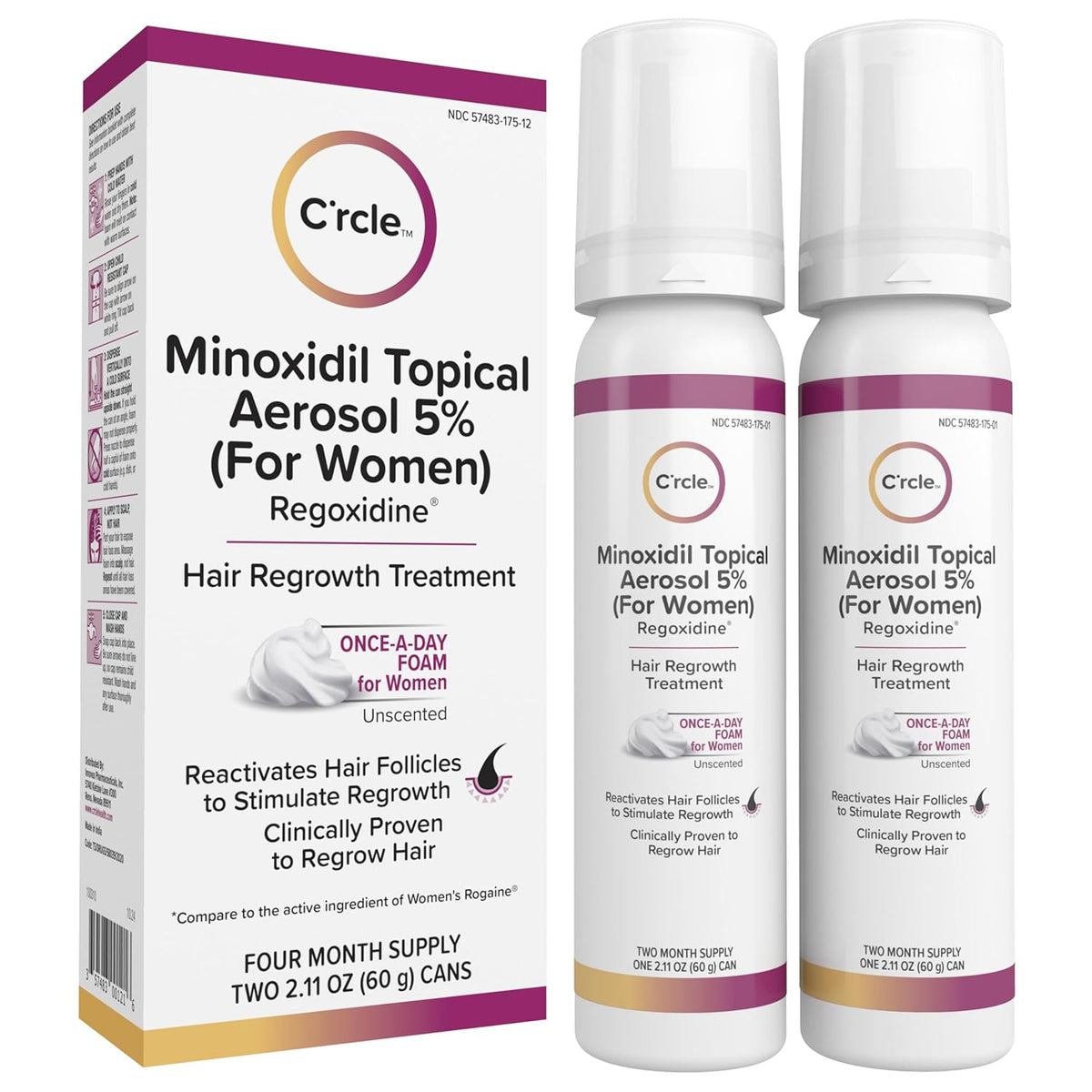 Minoxidil for Women 5% Foam, Unscented 4 Month Supply, Supports Hair Growth